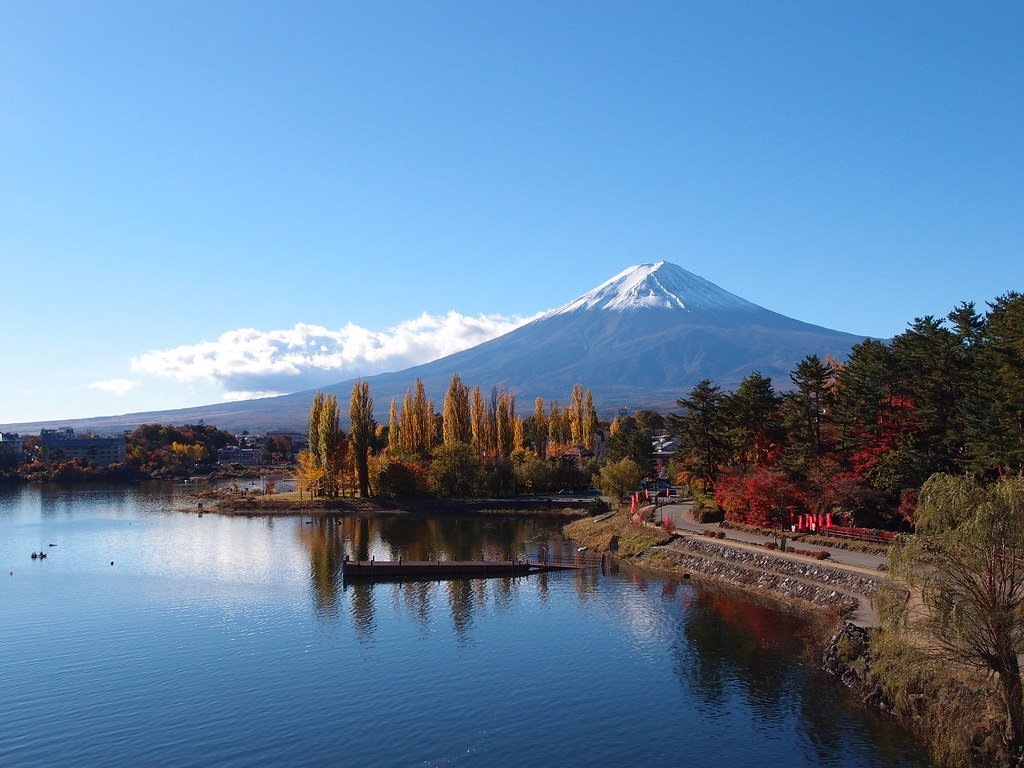 Mount Fuji from the shore of Lake Kawaguchi