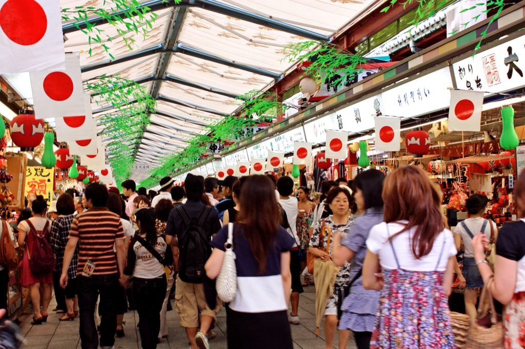 The Nakamise shopping street leading to Senso-ji, Asakusa